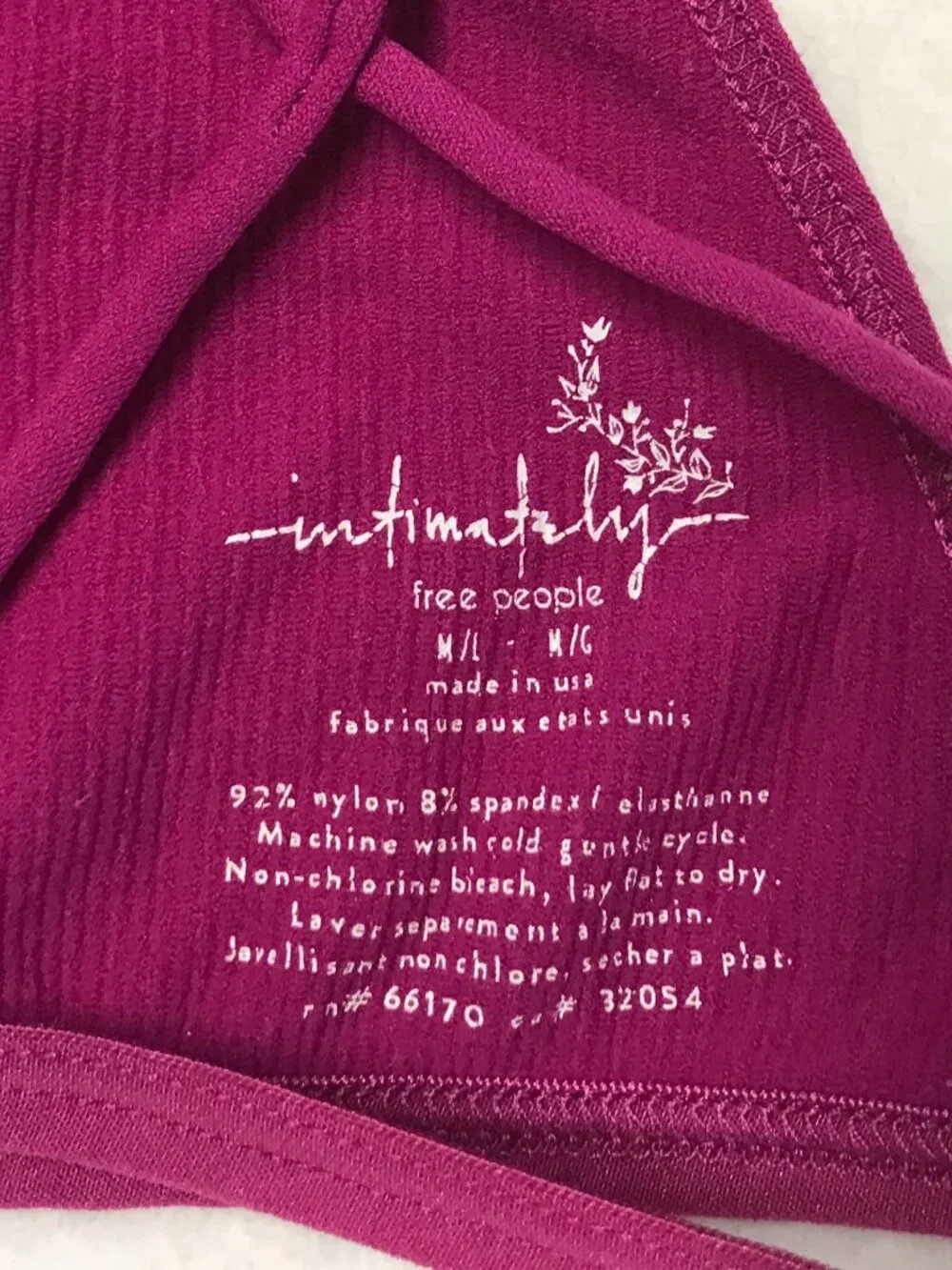 Free People Intimately High Neck Strappy Back Bralette M/L Magenta